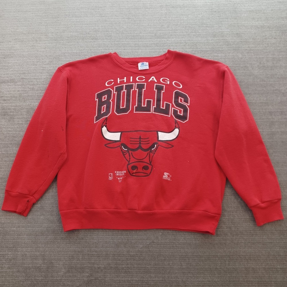 Vintage Chicago Bulls Sweatshirt Youth 14-16 Red 1990s Starter Made in USA